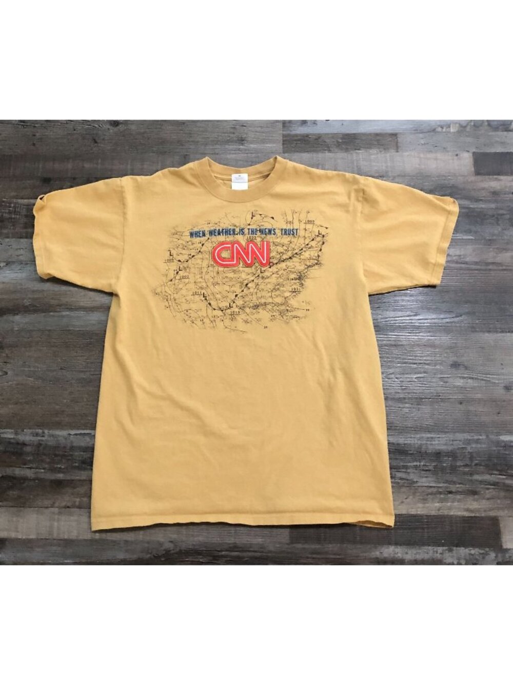 Vtg Vintage CNN Mens Large When Weather is the News Trust T Shirt Brown